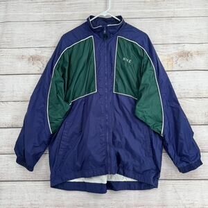 Vintage 90s Nike Embroidered Windbreaker Track Jacket Womens L Blue Green